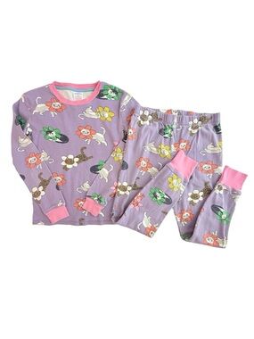 Mini Boden Purple Cat Cats Flower Pajamas Set size 10Y 10 GIRLS KIDS